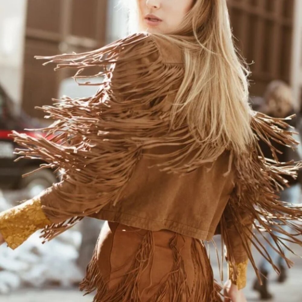 Carmar Suede Leather Fringe Jacket